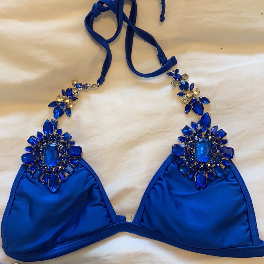 Véve Royal Blue Rhinestone Two-Piece Swimsuit - Picture 2 of 7